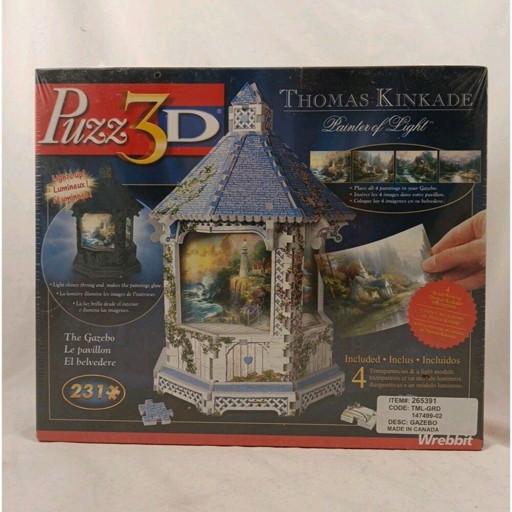 Puzz3D 231 PC Light Up 3D Puzzle-Thomas Kinkade-"The Gazebo"-NEW/SEALED!
